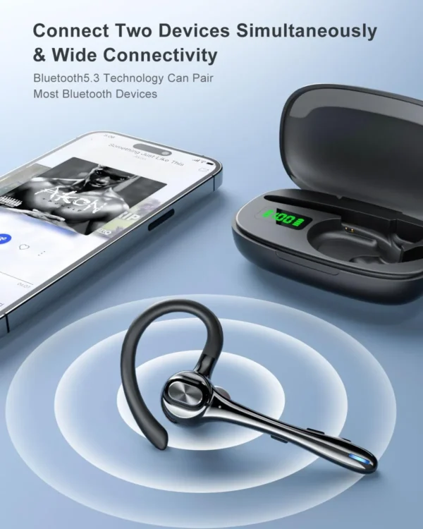 Bluetooth Earpiece – Noise Canceling, Single Ear, 160H Standby - Image 2