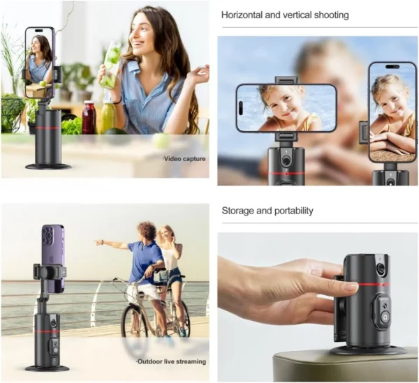 360° Face Tracking Phone Tripod with Remote & Gesture Control - Image 6