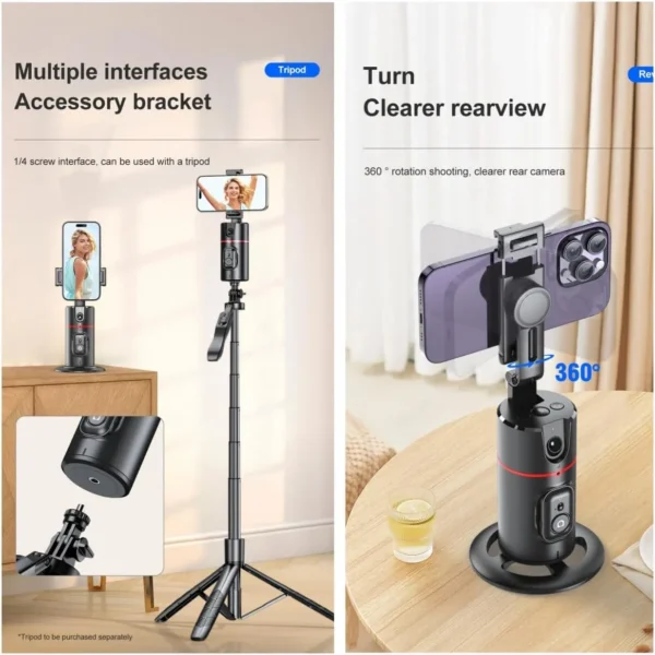 360° Face Tracking Phone Tripod with Remote & Gesture Control - Image 4