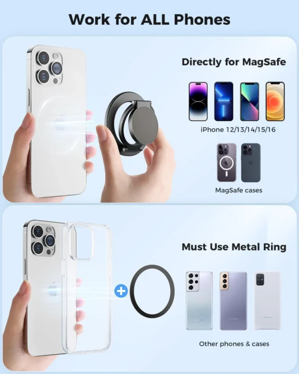 MagSafe Magnetic Ring Holder – Grip & Kickstand for iPhone & Mounts - Image 5