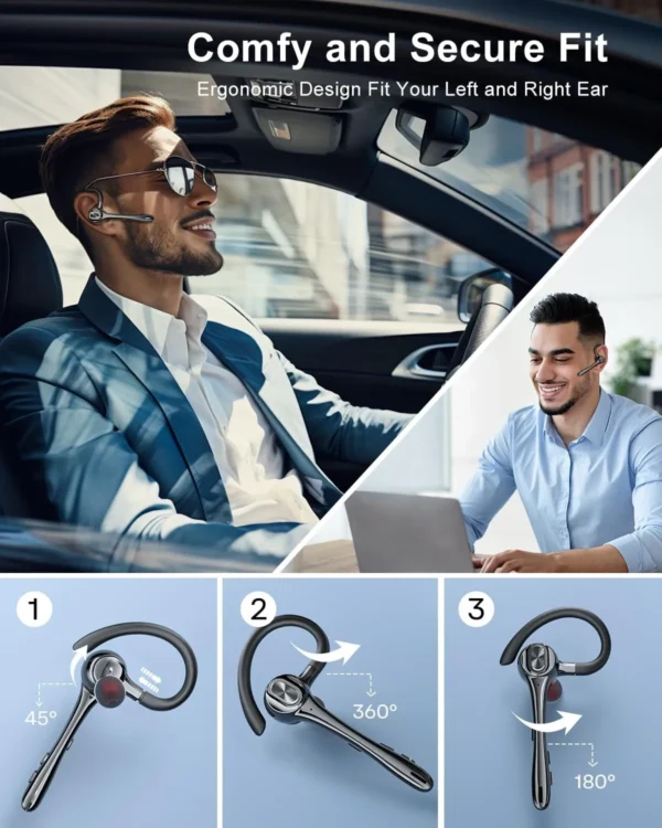 Bluetooth Earpiece – Noise Canceling, Single Ear, 160H Standby - Image 4